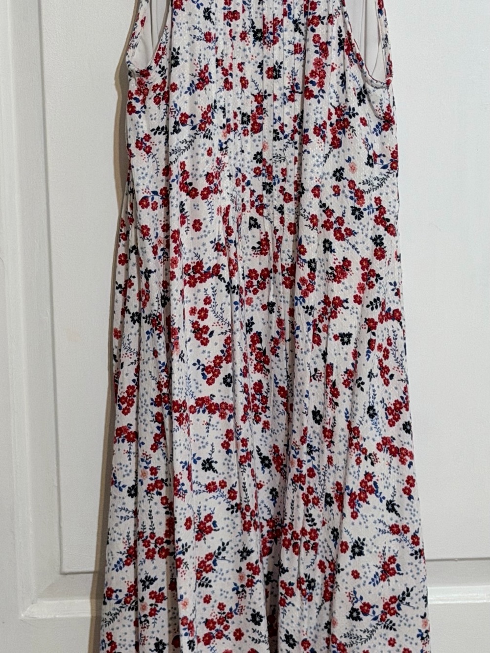 Time and Tru Dress Women's Size S Floral Pintuck Fit & Flare Strappy Red - Picture 6 of 8